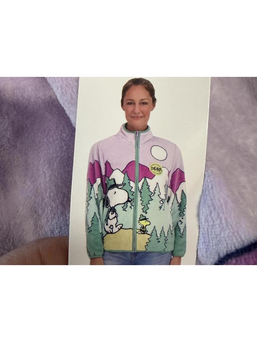 Snoopy Fleece Zip Up Jacket Adult M Medium - Picture 2 of 3